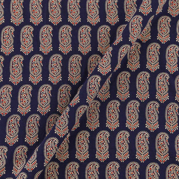 Ajrakh Gamathi Theme Cotton Violet Blue Colour Paisley Print Fabric Online 9072EU1