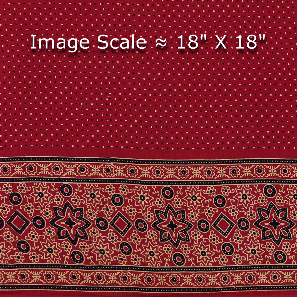 Buy Ajrakh Theme Gamathi Cotton Red Colour Dots with Daman Border