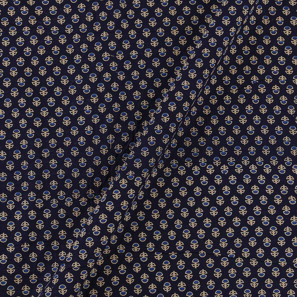 Ajrakh Gamathi Theme Cotton Navy Blue Colour Floral Print Fabric Online 9072FB2