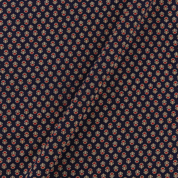 Ajrakh Gamathi Theme Cotton Navy Blue Colour Floral Print Fabric Online 9072FB4