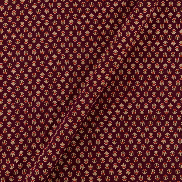 Ajrakh Gamathi Theme Cotton Dark Maroon Colour Floral Print Fabric Online 9072FB5