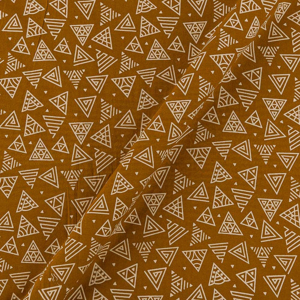 Dusty Gamathi Mustard Brown Colour Geometric Print Cotton Fabric Online 9072FM5