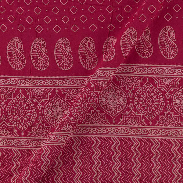 Dusty Gamathi Pink Colour Floral with Daman Border Print Cotton Fabric Online 9072FN6