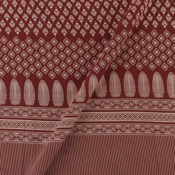 Dusty Gamathi Maroon Colour Butti with Daman Border Print Cotton Fabric Cut Of 0.80 Meter