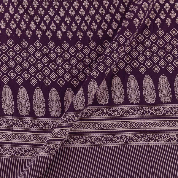 Dusty Gamathi Purple Wine Colour Butti with Daman Border Print Cotton Fabric Online 9072FO2