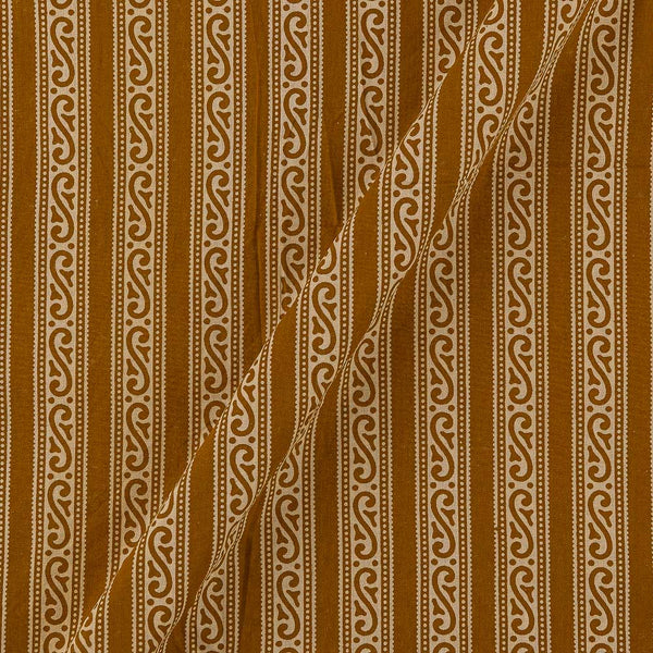 Dusty Gamathi Mustard Brown Colour All Over Border Print 45 Inches Width Cotton Fabric
