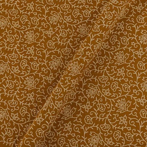 Dusty Gamathi Mustard Brown Colour Jaal Print Cotton 45 Inches Width Fabric