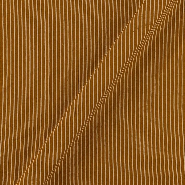 Dusty Gamathi Mustard Brown Colour Stripes Print Cotton 45 Inches Width Fabric