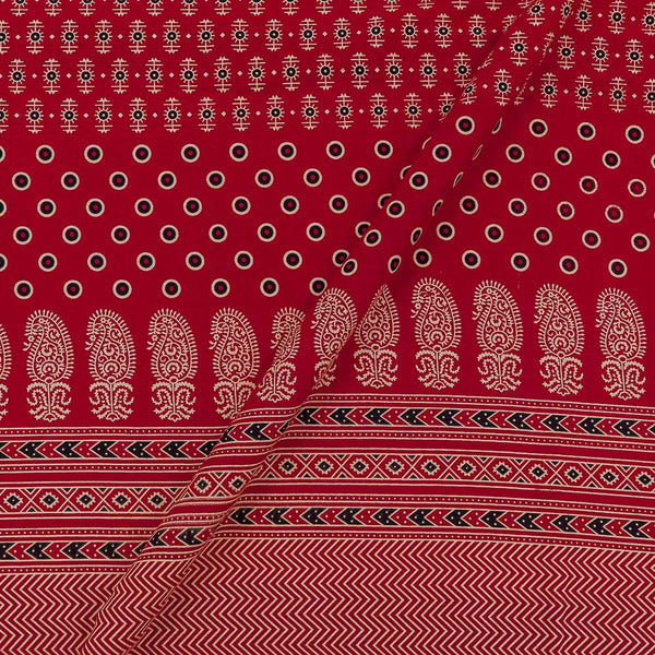 Cotton Red Colour 45 Inches Width With Daman Border Fabric freeshipping - SourceItRight