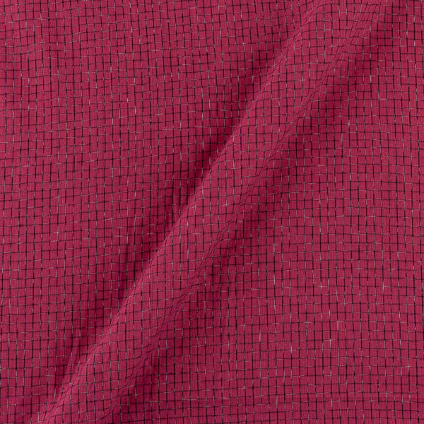 Unique Ikat Pattern (Checks Weaving) Dark Pink Colour Washed Fabric Online 9150AI