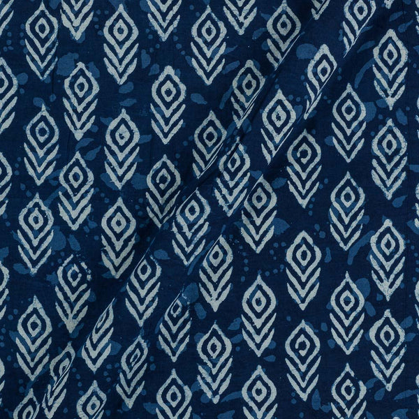 Natural Indigo Dye Leaves Block Print on 43 Inches Width Cotton Fabric