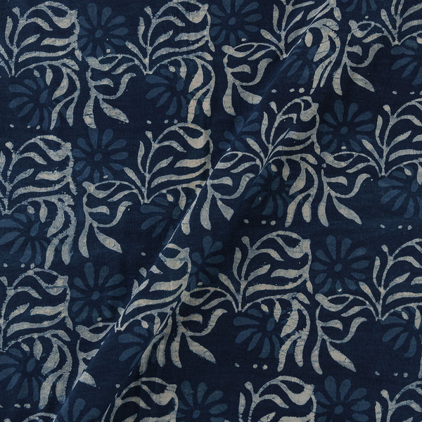 Natural Indigo Dye Jaal Block Print on 43 Inches Width Cotton Fabric cut of 0.65 Meter