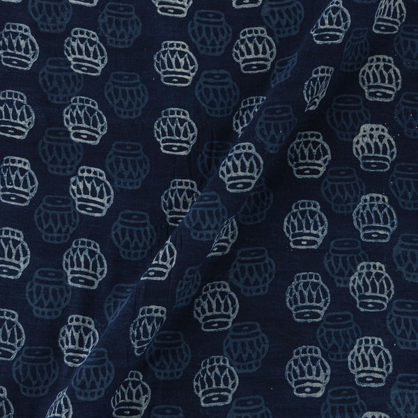 Natural Indigo Dye Quirky Block Print on 43 Inches Width Cotton Fabric