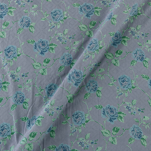 Floral Jaal Discharge Print on Grey Colour Dobby Cotton Fabric Online 9183V1