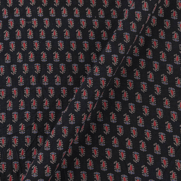 Ajrakh Theme Gamathi Cotton Black Colour Small Paisley Print Fabric Online 9347AS9