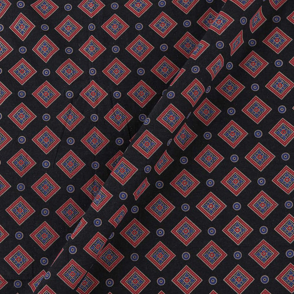 Ajrakh Theme Gamathi Cotton Black Colour Geometric Print Fabric Online 9347CW4