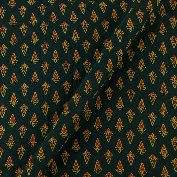 Ajrakh Theme Gamathi Cotton Dark Green Colour Floral Print Fabric Online 9347CX4