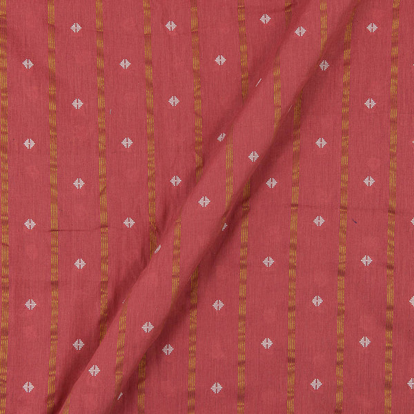 Cotton Jacquard Butti with Gold Stripes Carrot Pink Colour Fabric Online 9359ABF7