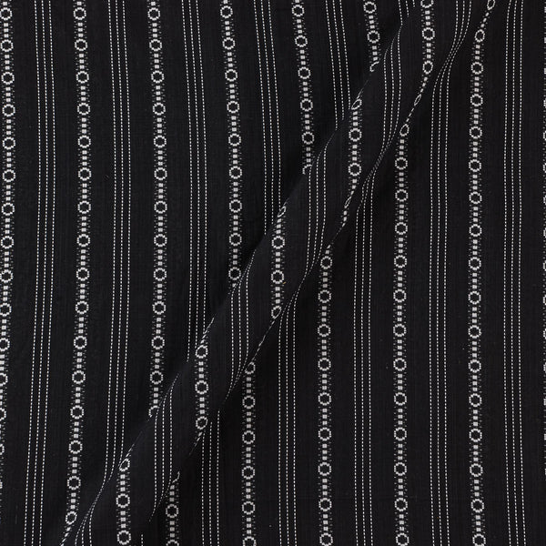 Buy Cotton Jacquard Kantha Stripes Black Colour Fabric Online 9359ABW2