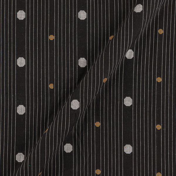 Buy Cotton Self Jacquard Geometric Pattern Black Colour Fabric 9359ACH Online