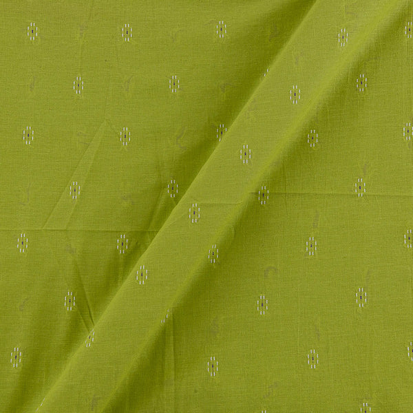 Cotton Jacquard Butti Lime Green Colour 43 Inches Width Washed Fabric