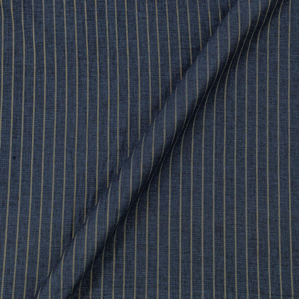 Cotton Jacquard (Golden Zari) Stripes Grey Blue X Black Cross Tone Fabric Online 9359AGD12