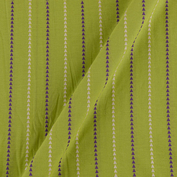 Cotton Jacquard Geometric Stripes Parrot Green Colour 43 Inches Width Fabric