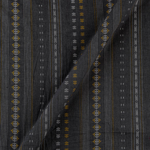 Cotton Jacquard All Over Border Design Stripes Pattern Grey X Black Cross Tone Fabric Online 9359AHJ5