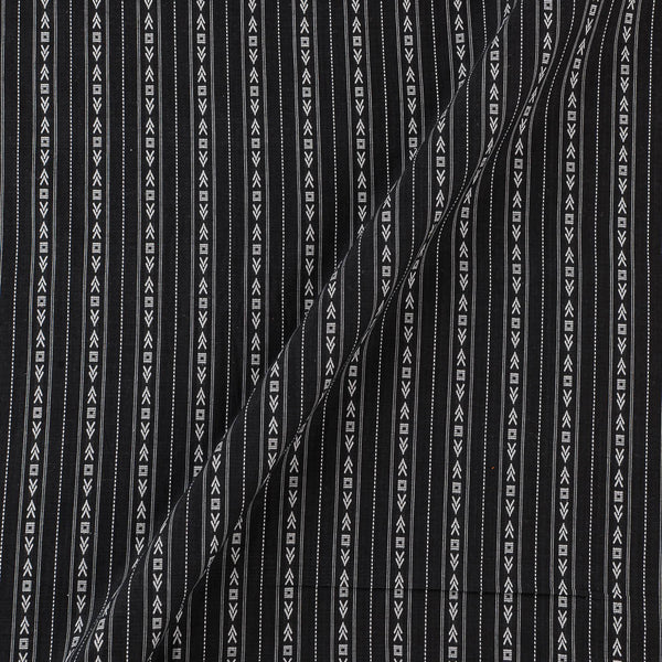 Buy Cotton Jacquard Butta With Kantha Stripes Black Colour Fabric Online 9359AHS
