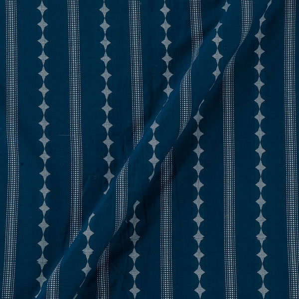 Cotton All Over Jacquard Border Teal Blue Colour Fabric Online 9359AIJ2