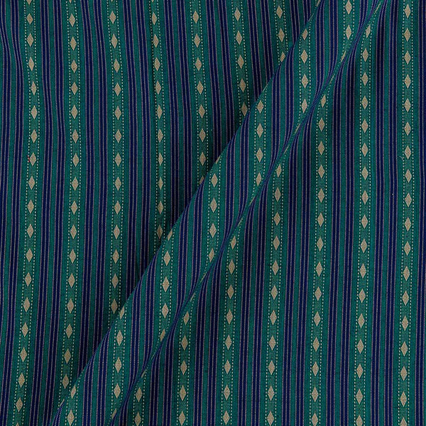 Cotton Jacquard Rama Green Colour All Over Border Design Stripes Pattern 43 Inches Width Fabric