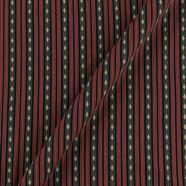 Cotton Jacquard Black Colour All Over Border Design Stripes Pattern 43 Inches Width Fabric