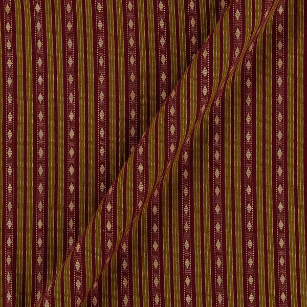 Cotton Jacquard Maroon Colour All Over Border Design Stripes Pattern 43 Inches Width Fabric