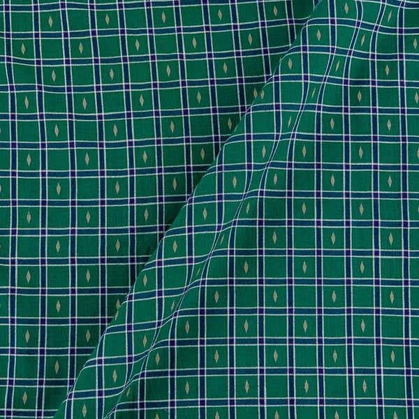 Cotton Jacquard Checks with Butti Sea Green Colour 42 Inches Width Fabric