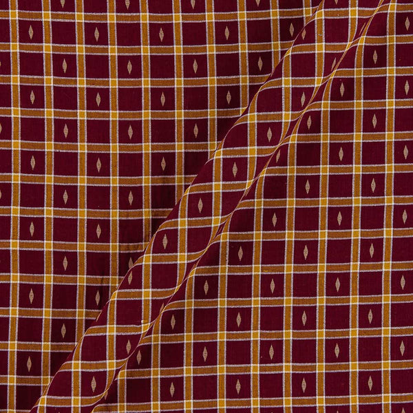 Cotton Jacquard Checks with Butti Maroon Colour 42 Inches Width Fabric
