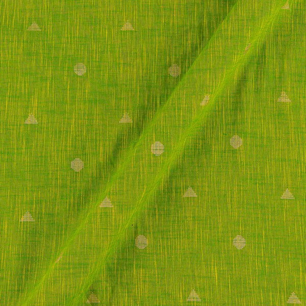 Slub Cotton Jacquard Butta Parrot Green Colour 42 Inches Width Washed Fabric