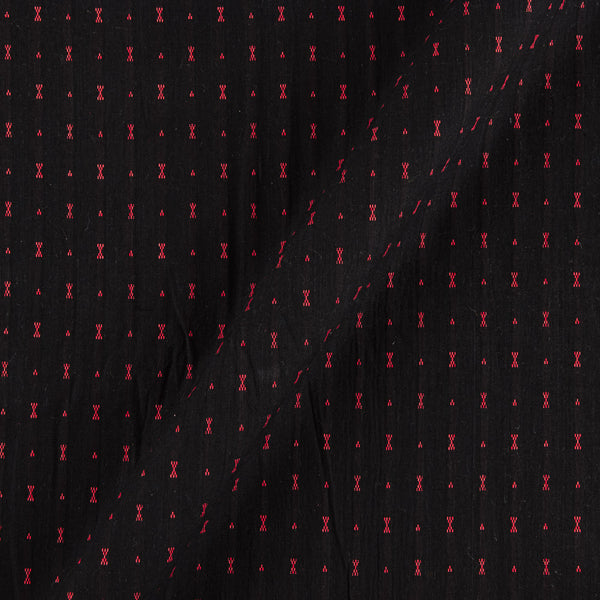 Cotton Jacquard Butta with One Side Plain Border Black Colour 43 Inches Width Fabric