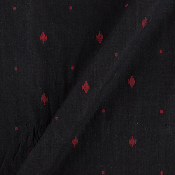 Cotton Jacquard Butti with Two Side Plain Border 43 Inches Width Black Colour Fabric