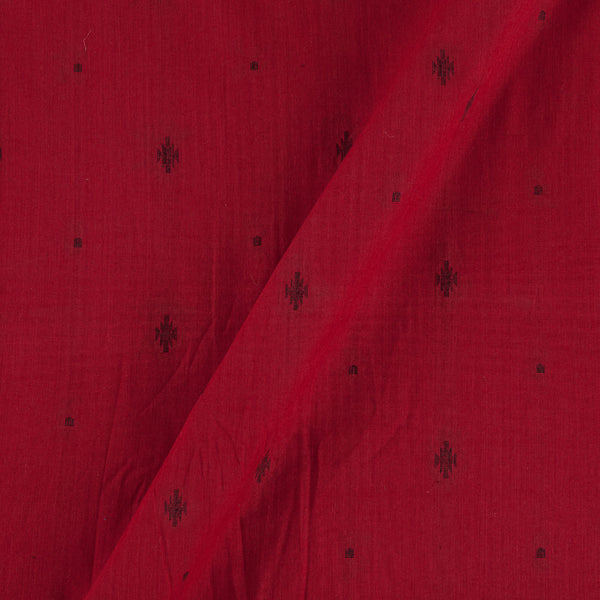 Cotton Jacquard Butti with Two Side Plain Border 43 Inches Width Red Colour Fabric