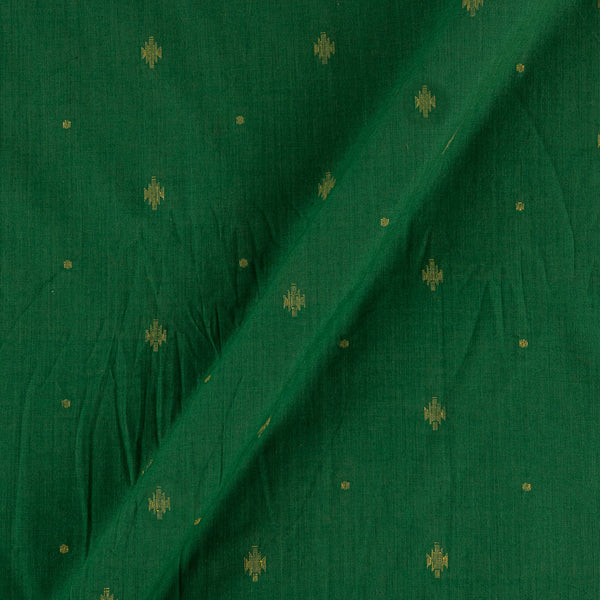 Cotton Jacquard Butti with Two Side Plain Border 43 Inches Width Green X Mustard Cross Tone Fabric