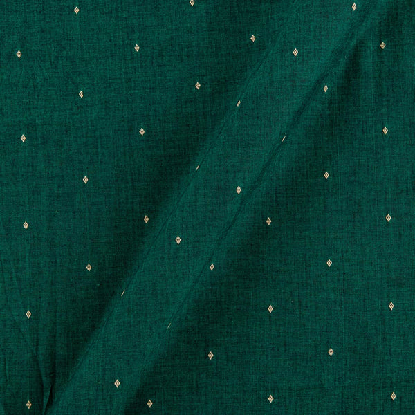 Buy Cotton Jacquard Butti with One Side Plain Border Bottle Green X Black Cross Tone Fabric Online 9359KD20