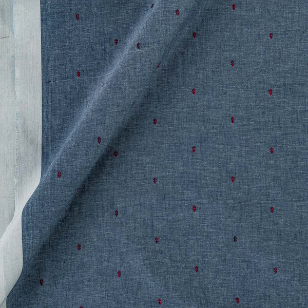 Buy Cotton Jacquard Butti With one Side Plain Border Sky Blue X White Cross Tone Fabric Online 9359KU2