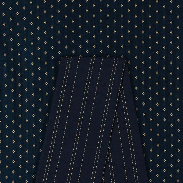 Co-Ord Set Of Cotton Jacquard Butti Fabric & Cotton Kantha Jacquard Stripes Fabric [2.50 Mtr Each]