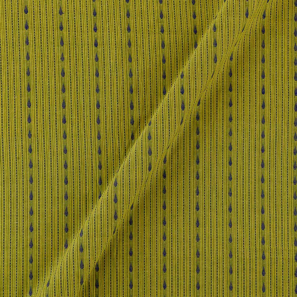 Cotton Jacquard All Over Border Design Stripe Pattern Kantha Acid Lime Green Colour Fabric Online 9359YE4