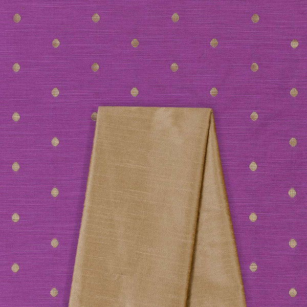 Two Pc Set Of Spun Dupion Golden Butta Fabric & Banarasi Raw Silk [Artificial Dupion] Plain Fabric [2.50 Mtr Each]