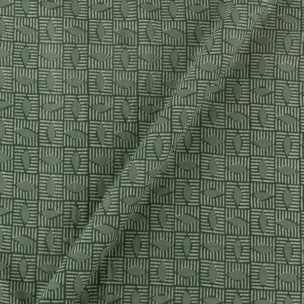 Soft Cotton Stone Green Colour Batik Inspired Geometric Print Fabric Online 9367L2