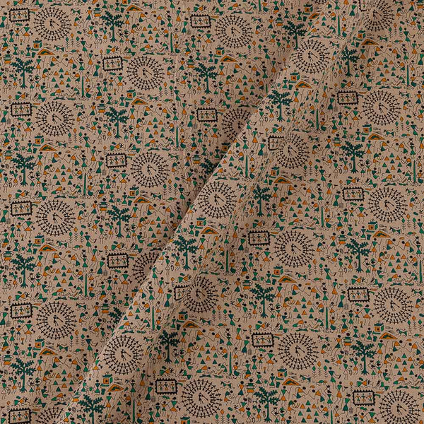 Warli Print on Beige Colour Flex Cotton Fabric Online 9372AW2