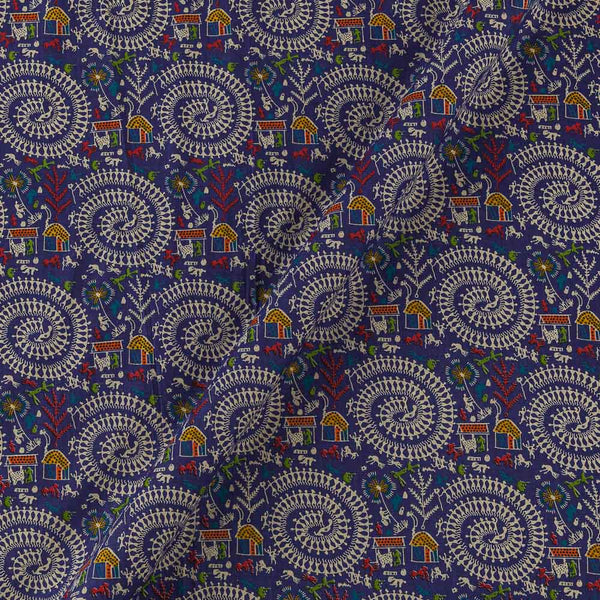 Cotton Royal Purple Colour Warli Print Fabric Online 9372BD4