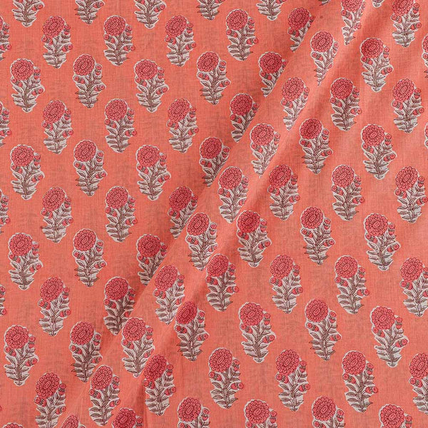 Buy Cotton Peach Pink Colour Floral Print Fabric 9373AT Online