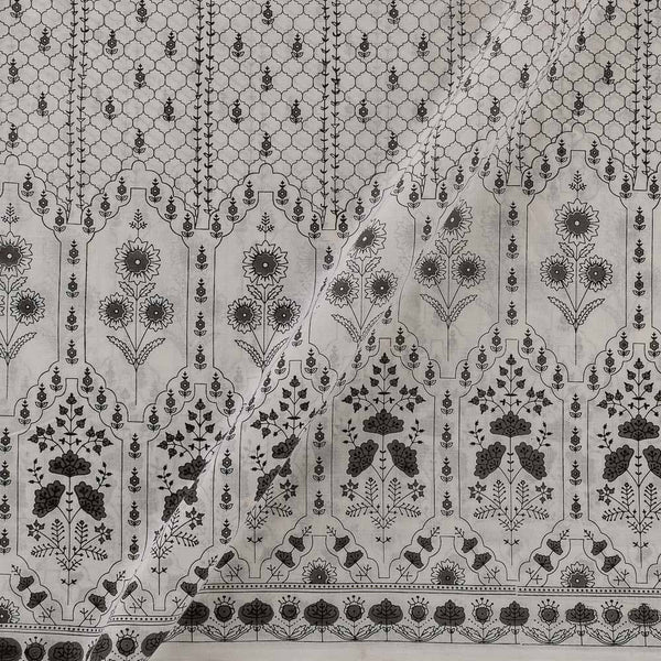 Cotton Pearl White Colour Ethnic with Daman Border Print Fabric Online 9373CM1